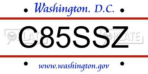 C85SSZ District Of Columbia License Plate