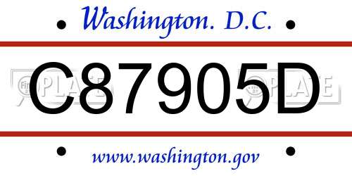 C87905D District Of Columbia License Plate