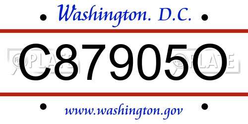 C87905O District Of Columbia License Plate