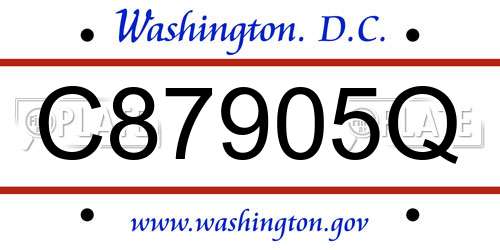 C87905Q District Of Columbia License Plate