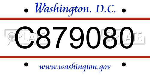 C879080 District Of Columbia License Plate