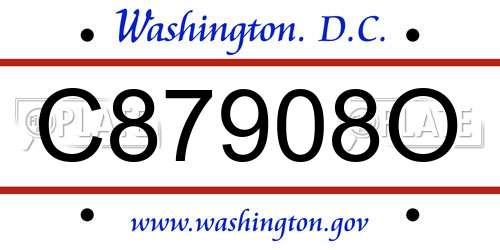 C87908O District Of Columbia License Plate