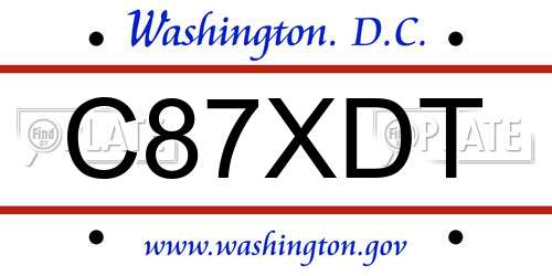 C87XDT District Of Columbia License Plate