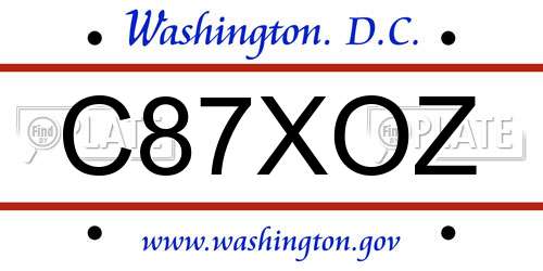 C87XOZ District Of Columbia License Plate