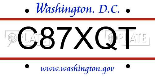 C87XQT District Of Columbia License Plate