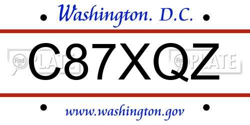 C87XQZ District Of Columbia License Plate