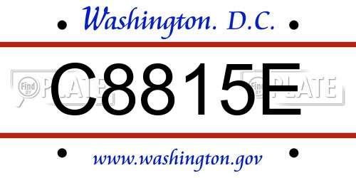 C8815E District Of Columbia License Plate
