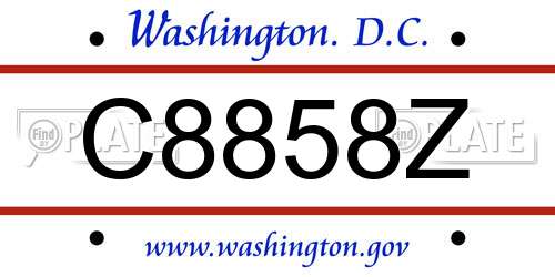 C8858Z District Of Columbia License Plate