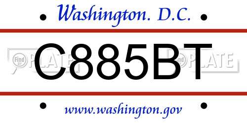 C885BT District Of Columbia License Plate