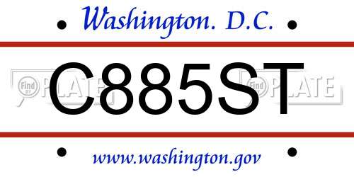 C885ST District Of Columbia License Plate