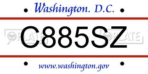 C885SZ District Of Columbia License Plate