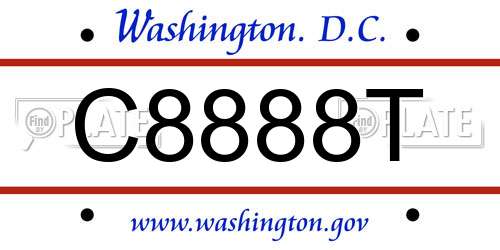 C8888T District Of Columbia License Plate