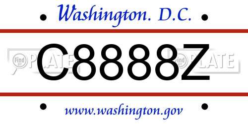 C8888Z District Of Columbia License Plate