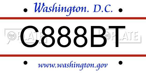 C888BT District Of Columbia License Plate