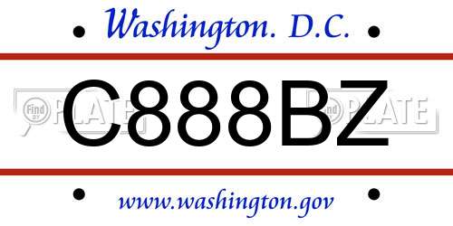 C888BZ District Of Columbia License Plate