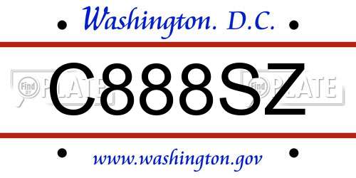 C888SZ District Of Columbia License Plate