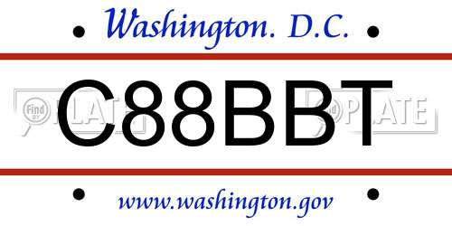 C88BBT District Of Columbia License Plate