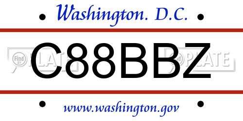 C88BBZ District Of Columbia License Plate