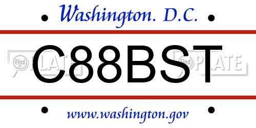 C88BST District Of Columbia License Plate