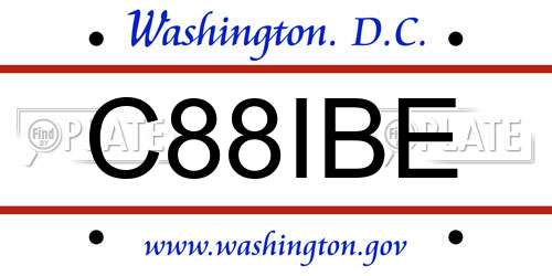 C88IBE District Of Columbia License Plate