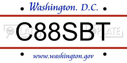 C88SBT District Of Columbia License Plate