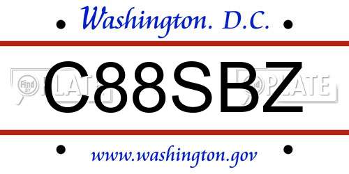 C88SBZ District Of Columbia License Plate