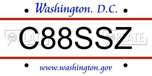 C88SSZ District Of Columbia License Plate