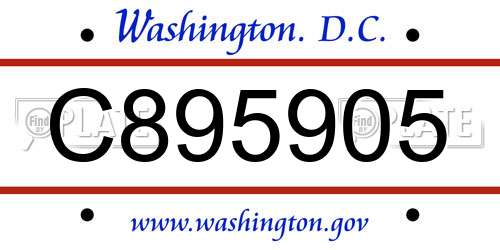 C895905 District Of Columbia License Plate