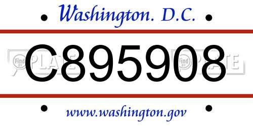 C895908 District Of Columbia License Plate