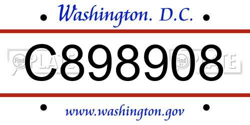 C898908 District Of Columbia License Plate