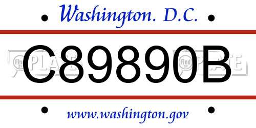 C89890B District Of Columbia License Plate