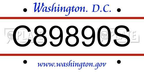 C89890S District Of Columbia License Plate