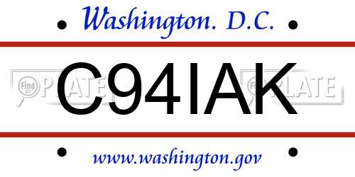 C94IAK District Of Columbia License Plate