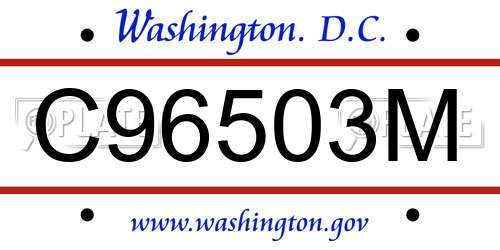 C96503M District Of Columbia License Plate