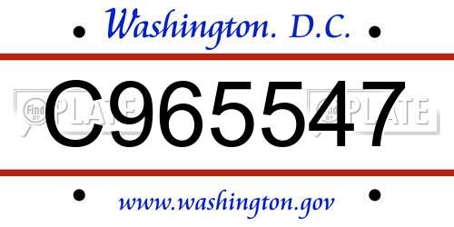C965547 District Of Columbia License Plate