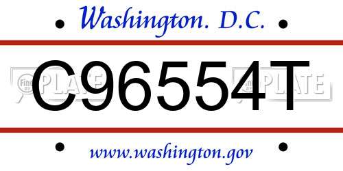 C96554T District Of Columbia License Plate