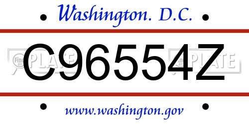 C96554Z District Of Columbia License Plate