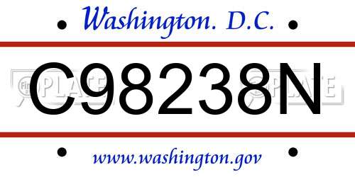 C98238N District Of Columbia License Plate