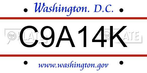C9A14K District Of Columbia License Plate
