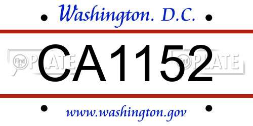 CA1152 District Of Columbia License Plate