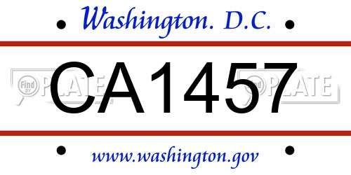 CA1457 District Of Columbia License Plate