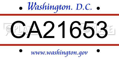 CA21653 District Of Columbia License Plate
