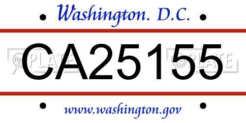 CA25155 District Of Columbia License Plate