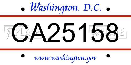 CA25158 District Of Columbia License Plate