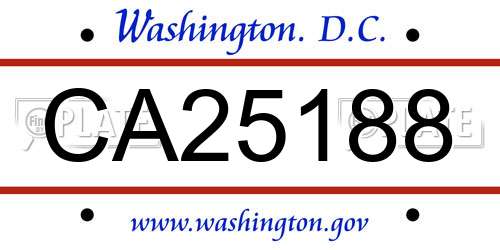 CA25188 District Of Columbia License Plate