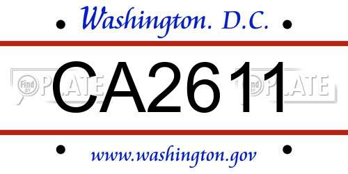 CA2611 District Of Columbia License Plate