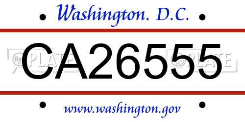 CA26555 District Of Columbia License Plate