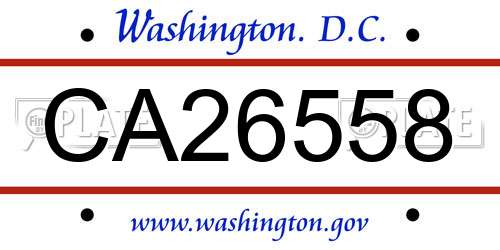 CA26558 District Of Columbia License Plate