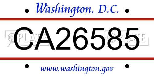 CA26585 District Of Columbia License Plate