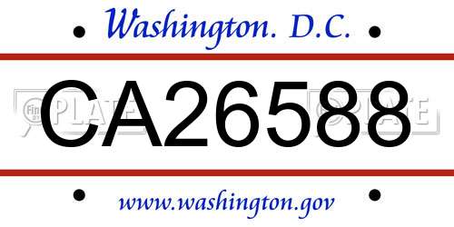 CA26588 District Of Columbia License Plate